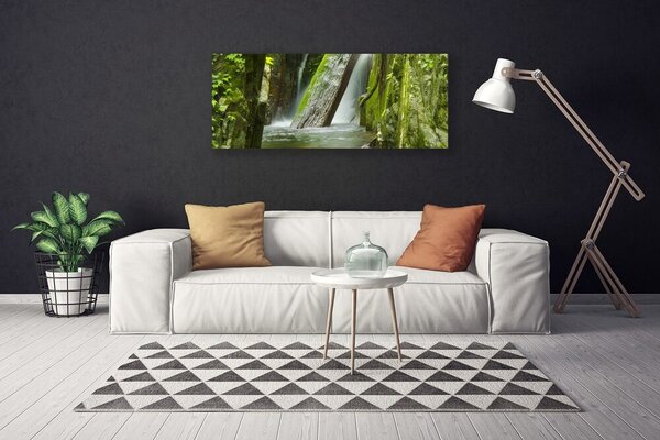 Tablou pe panza canvas Cascada Natura Verde Gri Alb