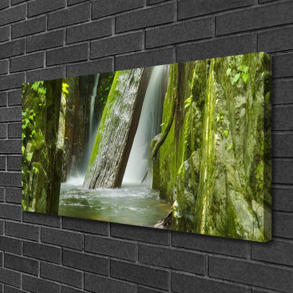Tablou pe panza canvas Cascada Natura Verde Gri Alb