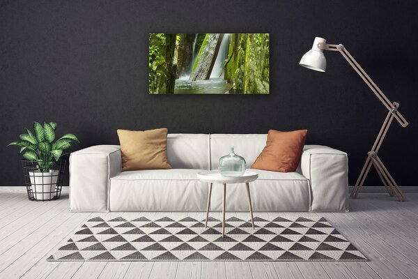 Tablou pe panza canvas Cascada Natura Verde Gri Alb