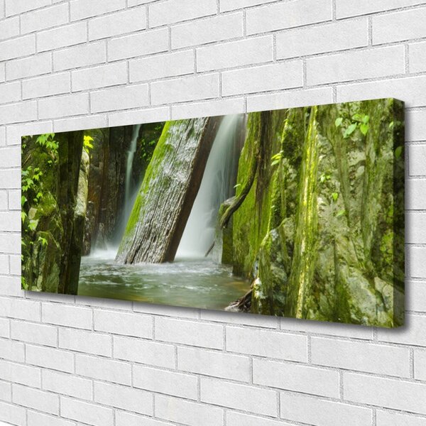 Tablou pe panza canvas Cascada Natura Verde Gri Alb