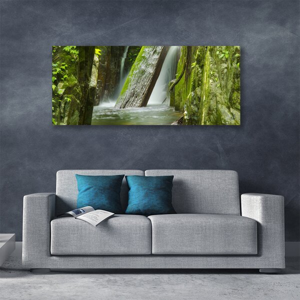 Tablou pe panza canvas Cascada Natura Verde Gri Alb