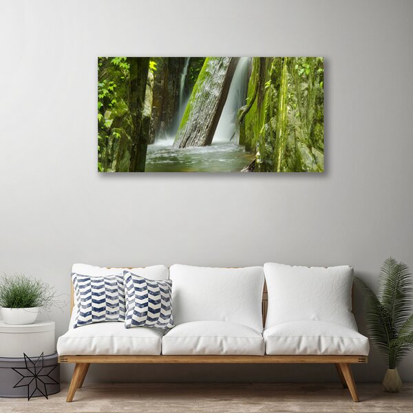 Tablou pe panza canvas Cascada Natura Verde Gri Alb