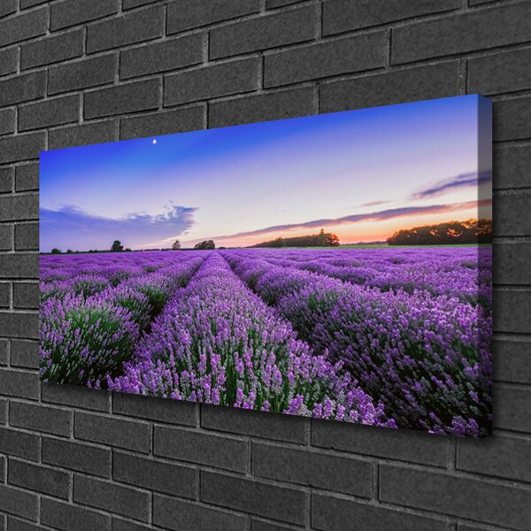 Tablou pe panza canvas Meadow Flori Natura Verde Violet