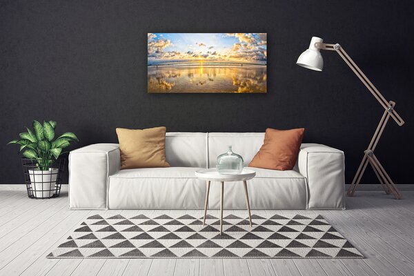 Tablou pe panza canvas Marea Peisaj Gri Albastru Alb