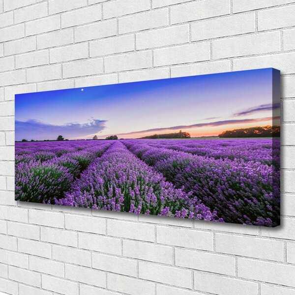 Tablou pe panza canvas Meadow Flori Natura Verde Violet