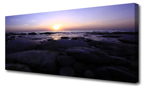 Tablou pe panza canvas Pietrele Marea Peisaj Gri Violet Alb