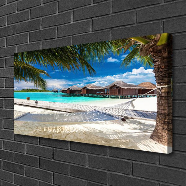 Tablou pe panza canvas Ocean Beach Peisaj Alb Albastru Maro Verde