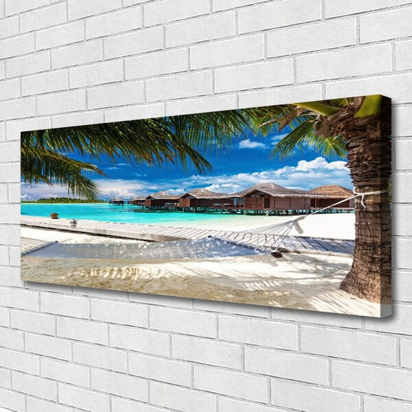 Tablou pe panza canvas Ocean Beach Peisaj Alb Albastru Maro Verde