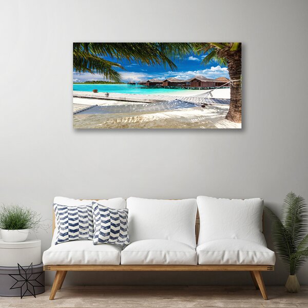 Tablou pe panza canvas Ocean Beach Peisaj Alb Albastru Maro Verde