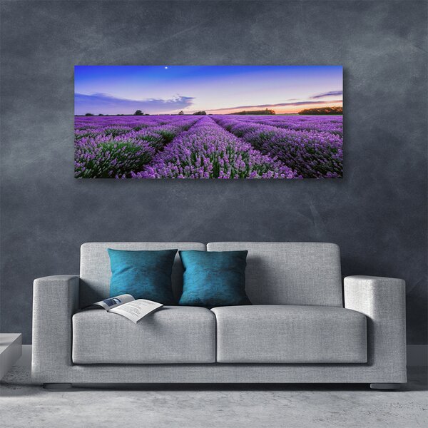Tablou pe panza canvas Meadow Flori Natura Verde Violet