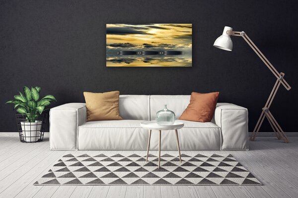 Tablou pe panza canvas Pietrele de apă Arta Gri Galben