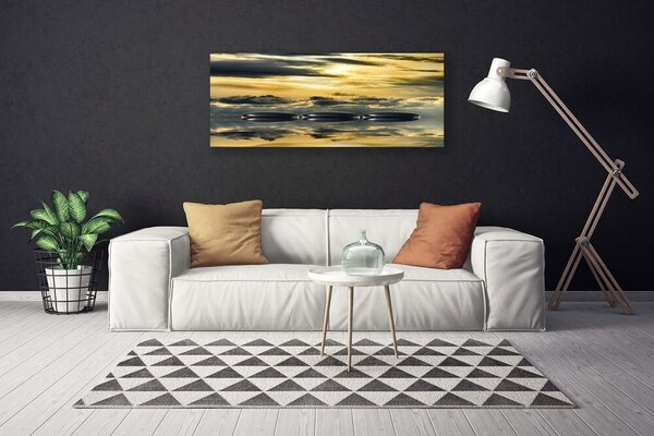 Tablou pe panza canvas Pietrele de apă Arta Gri Galben