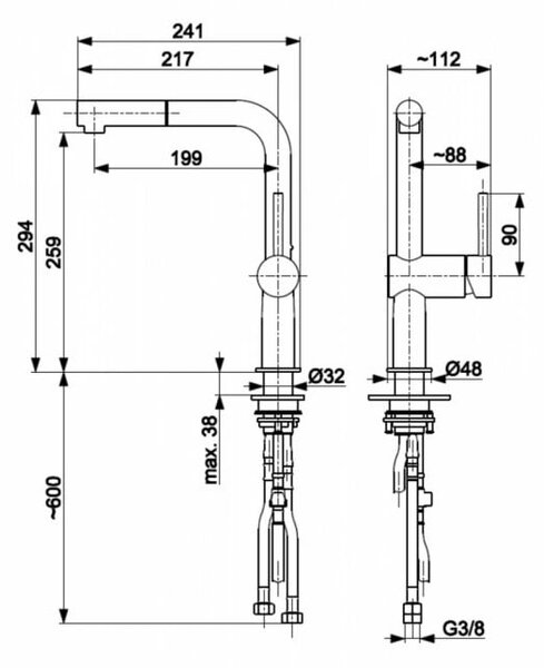 KFA Armatura Duero Edge baterie bucătărie pe picior grafit/gri 6623-510-61