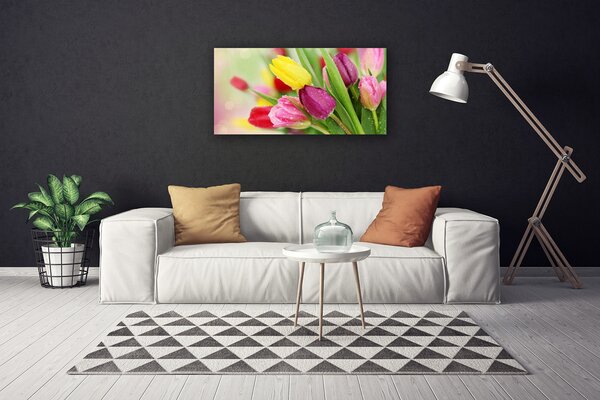 Tablou pe panza canvas Lalele Floral Verde Roșu