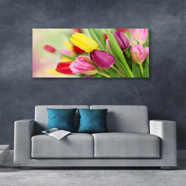 Tablou pe panza canvas Lalele Floral Verde Roșu