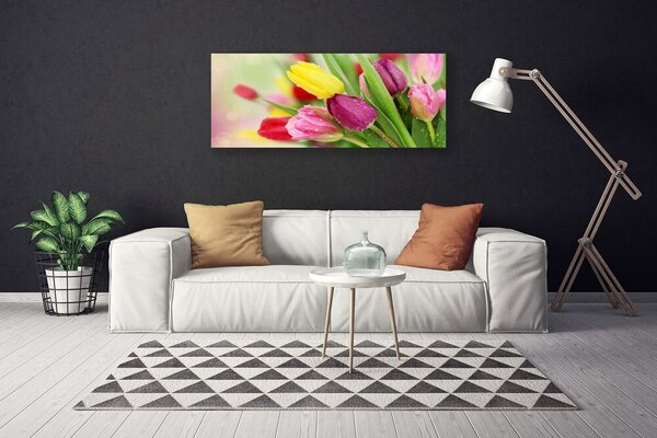 Tablou pe panza canvas Lalele Floral Verde Roșu