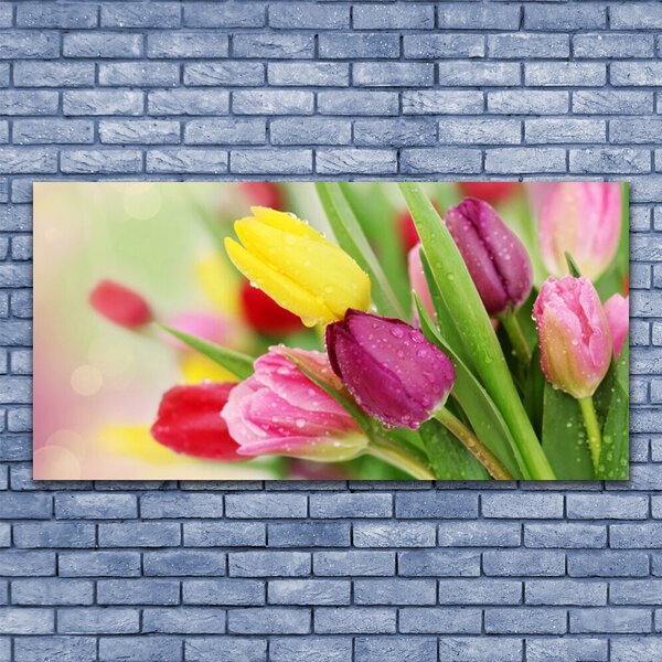 Tablou pe panza canvas Lalele Floral Verde Roșu