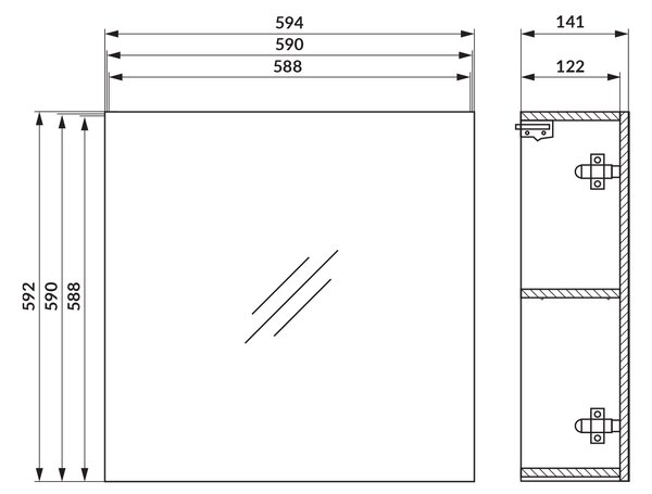 Cersanit Ovida dulap 59.4x14.1x59.2 cm cu oglinda stejar S1058-015