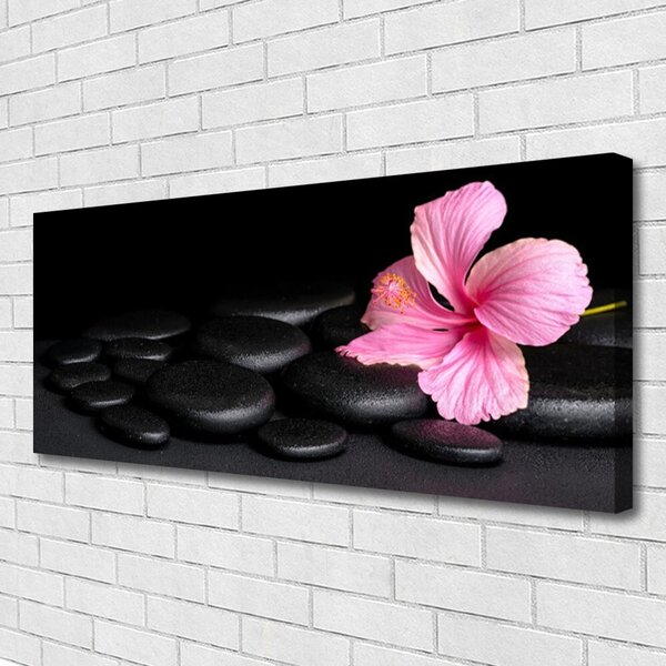 Tablou pe panza canvas Pietrele de flori Arta roz negru