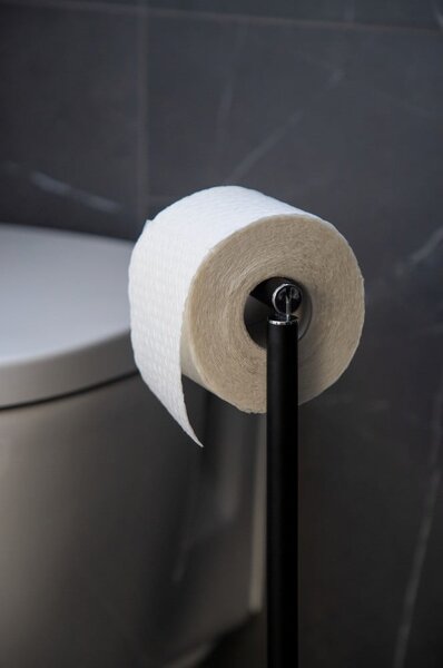 Suport pentru hârtie igienică negru din oțel – Wenko