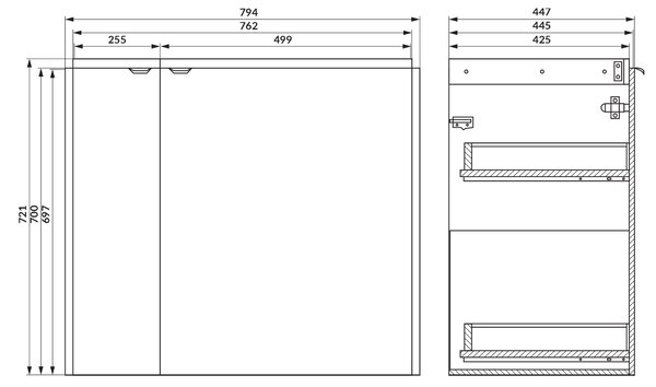 Cersanit Ovida dulap 79.4x45x70 cm sub chiuveta pe perete alb S1058-003