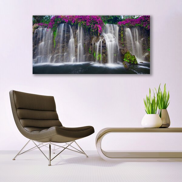 Tablou pe panza canvas Cascada Natura Gri Alb Roșu Verde