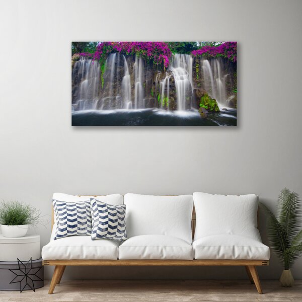 Tablou pe panza canvas Cascada Natura Gri Alb Roșu Verde