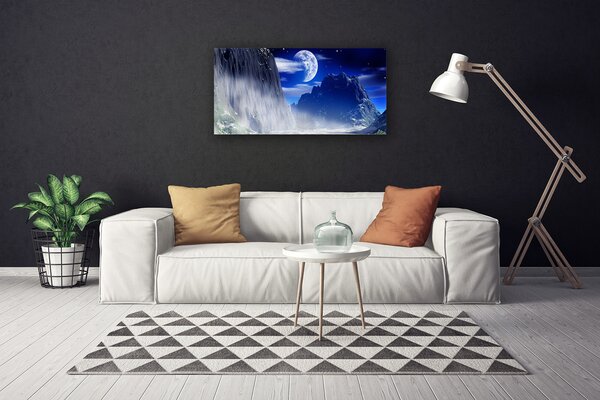 Tablou pe panza canvas Munții Peisaj de noapte Albastru Gri