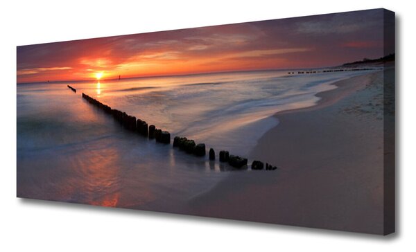 Tablou pe panza canvas Sea Beach Peisaj Galben Gri Albastru Maro