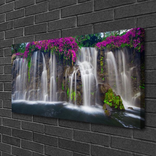 Tablou pe panza canvas Cascada Natura Gri Alb Roșu Verde