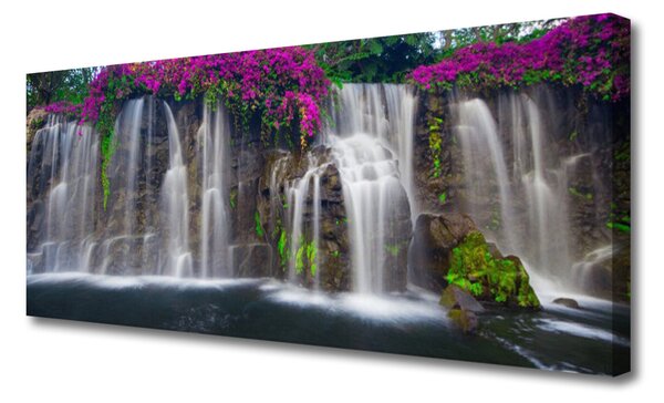 Tablou pe panza canvas Cascada Natura Gri Alb Roșu Verde