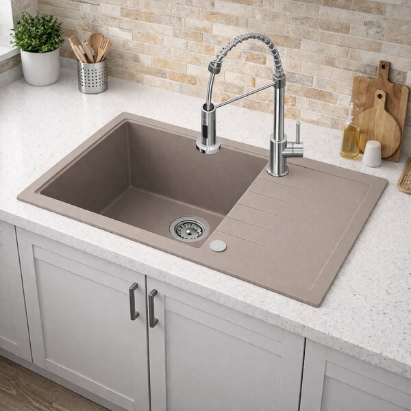 Ruvetti Axel chiuvetă din granit 78x50 cm bej 3001AX_BE160XL_W