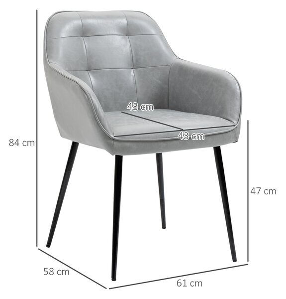 HOMCOM Scaun în Stil Industial cu Spătar din Piele Ecologică și Metal, 61x58x84 cm, Gri | Aosom Romania