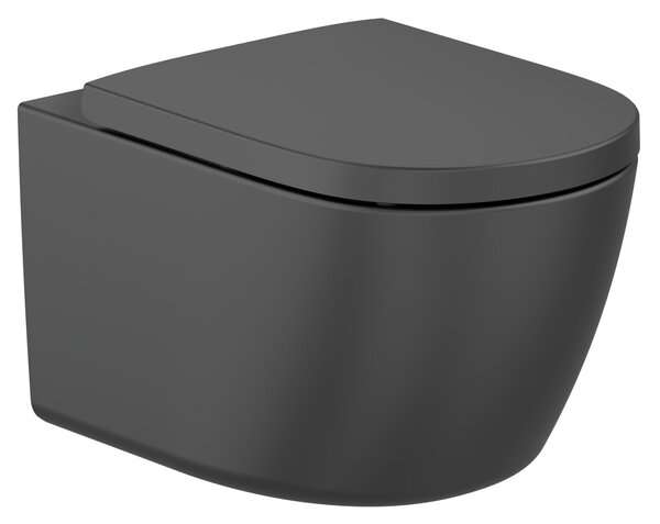 Roca Meridian vas wc agăţat fără margine cu spălare turbionară negru mat A346747080