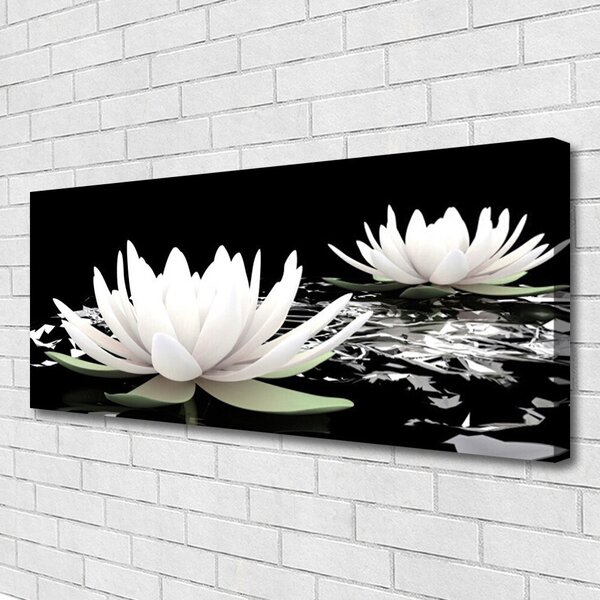 Tablou pe panza canvas Flori Floral Alb Negru