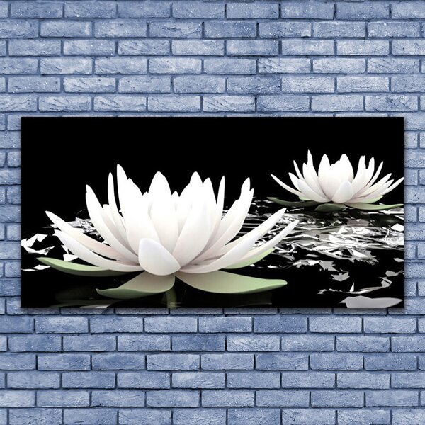 Tablou pe panza canvas Flori Floral Alb Negru