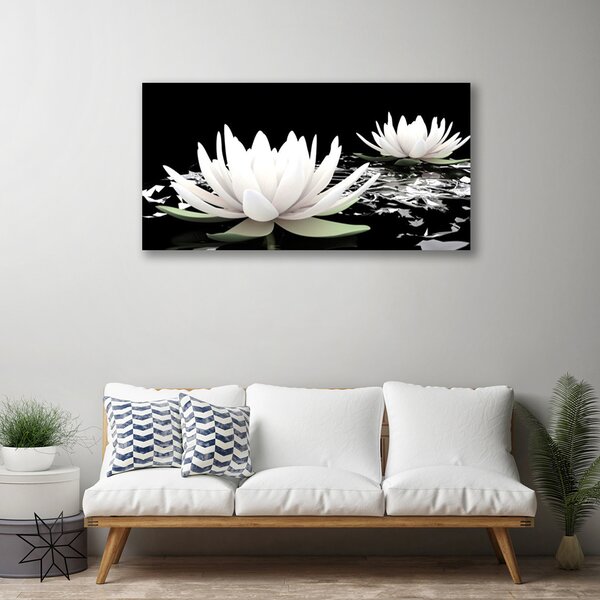 Tablou pe panza canvas Flori Floral Alb Negru