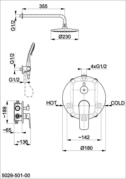 KFA Armatura Tanzanit set de duș ascuns cu duș de ploaie crom 5029-501-00