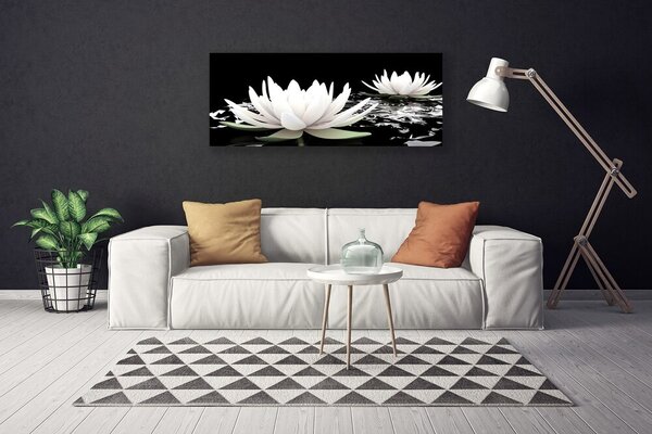 Tablou pe panza canvas Flori Floral Alb Negru
