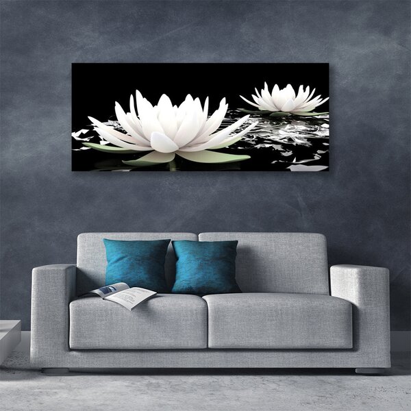 Tablou pe panza canvas Flori Floral Alb Negru