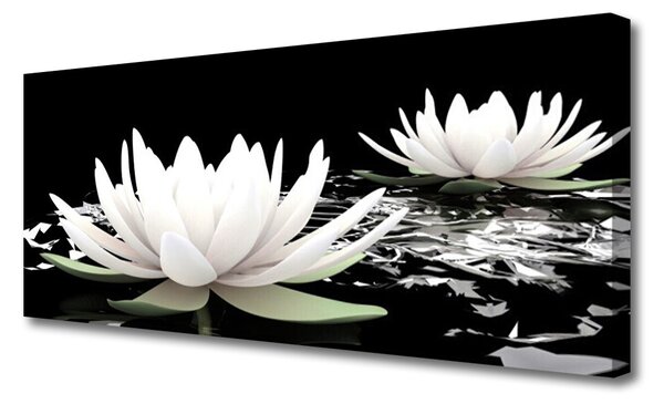 Tablou pe panza canvas Flori Floral Alb Negru
