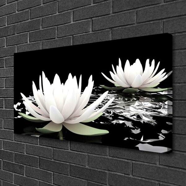 Tablou pe panza canvas Flori Floral Alb Negru