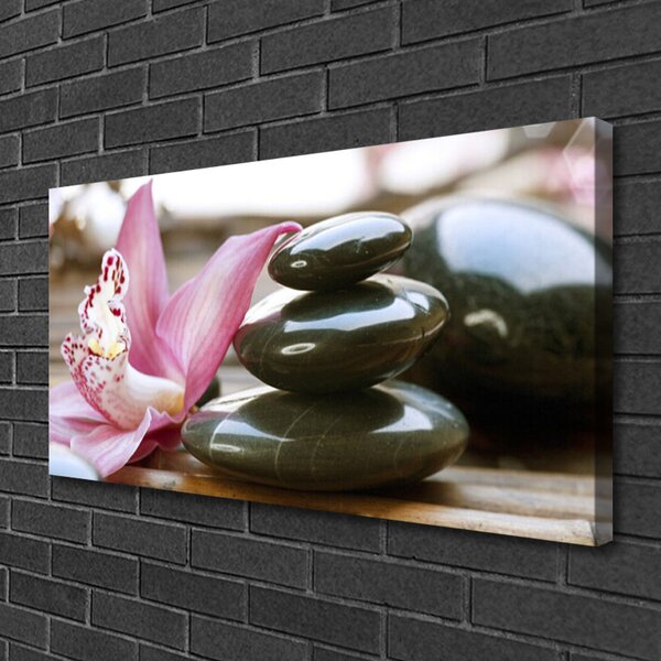 Tablou pe panza canvas Pietrele de flori Arta Roz Gri