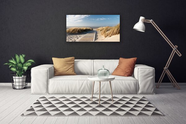 Tablou pe panza canvas Plaja Path Peisaj Gri Verde Albastru