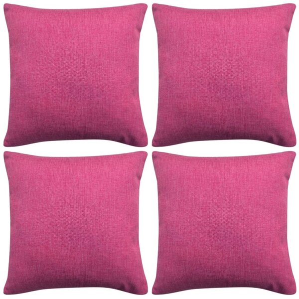 Huse de pernă cu aspect de pânză, 40 x 40 cm, roz, 4 buc