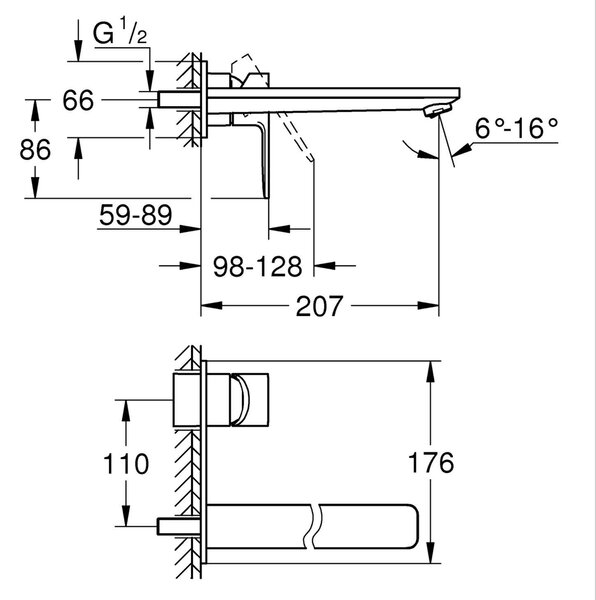Grohe Lineare baterie lavoar ascuns Brushed Warm Sunset 23444DL1