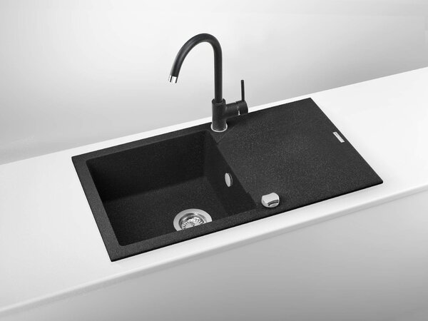 Deante Evora, chiuvetă blat granit 780x440x193 mm Z/O, 3,5" + sifon cu economie de spațiu, 1 cameră, grafit, ZQJ_2113