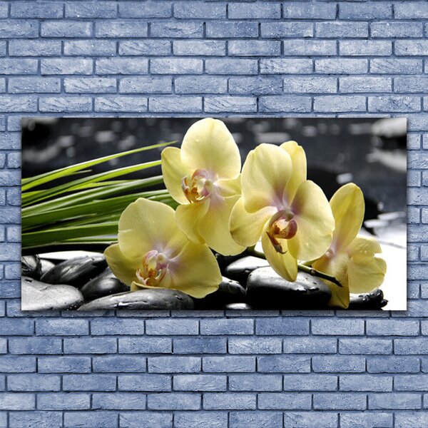 Tablou pe sticla Flori Floral Galben
