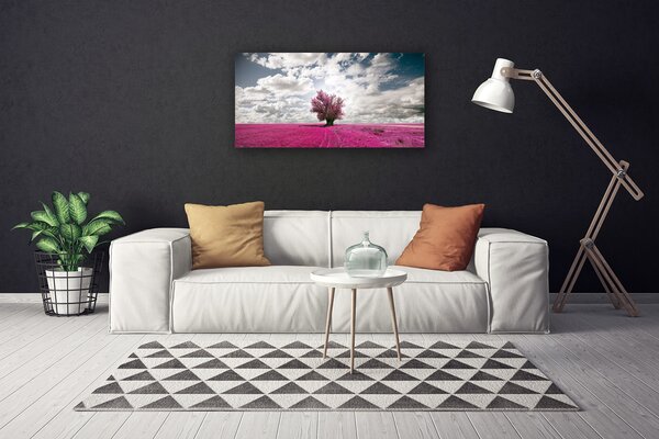 Tablou pe panza canvas Copac Câmp Natura Roșu Maro