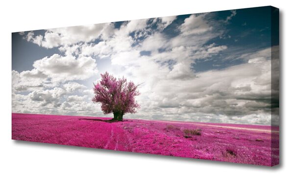 Tablou pe panza canvas Copac Câmp Natura Roșu Maro